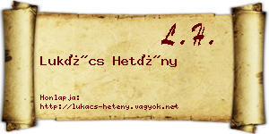Lukács Hetény névjegykártya